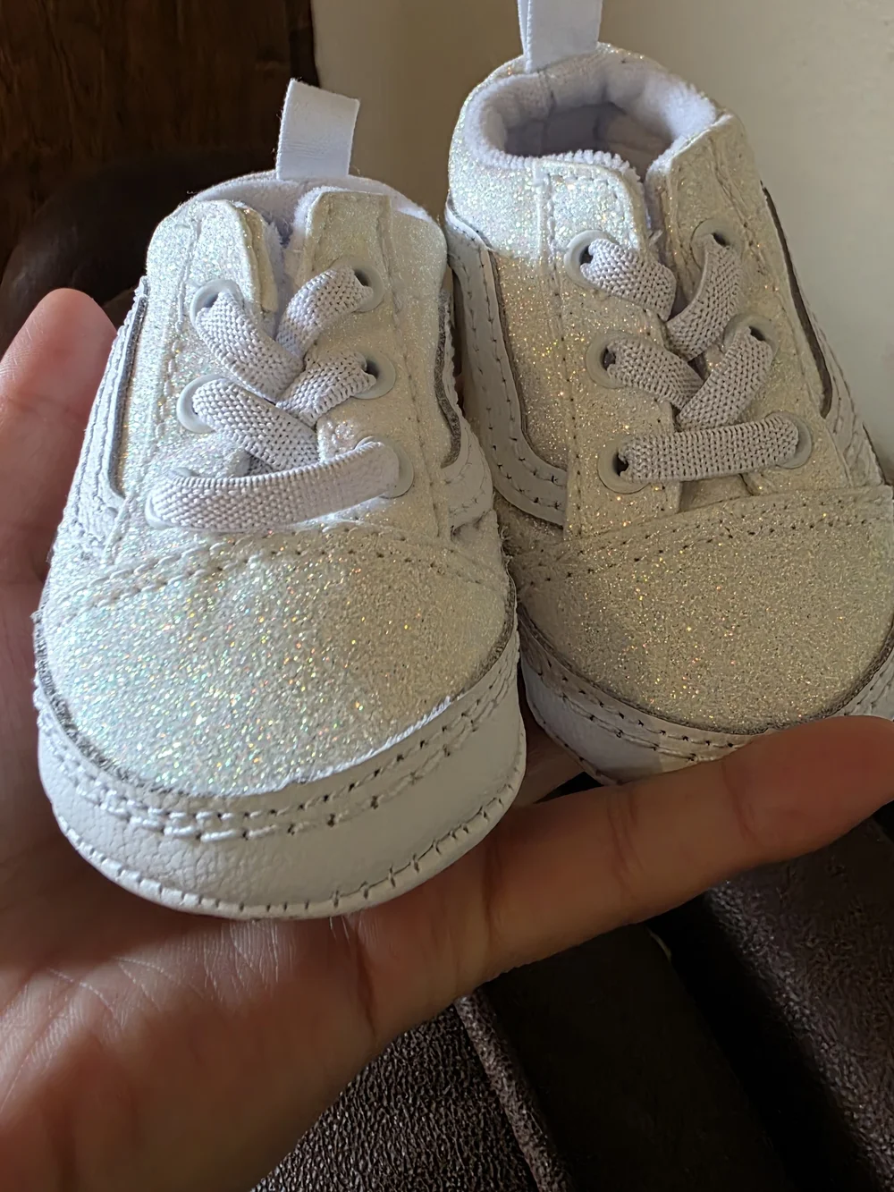 Vans Baby Glitter Lace-Up Sneakers - White